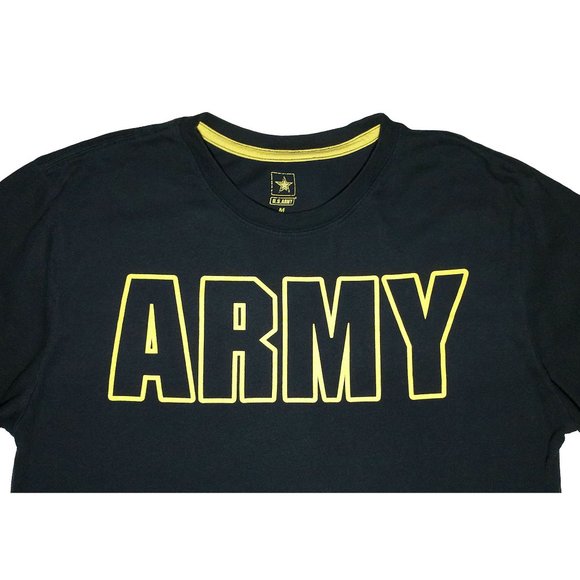 Vtg Rare Men's U.S. Army Black & Yellow Hollow Graphic Long-Sleeve Shirt Sz M - Picture 3 of 8